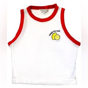 White Tank top with red trim